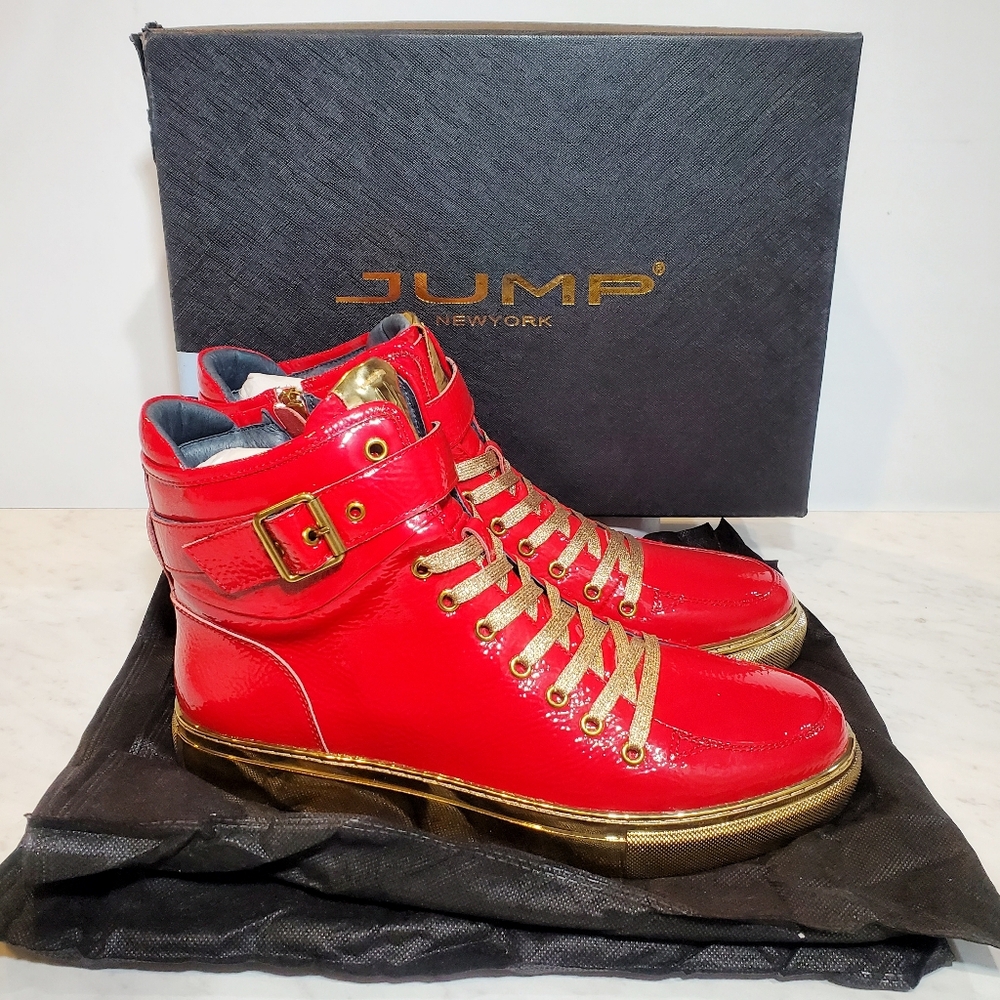 JUMP NEW YORK Men's 12 US Sullivan 24K Patent Leather High Top Sneakers